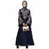 A-line party wear abaya with Resham embroidery work- Navy Blue